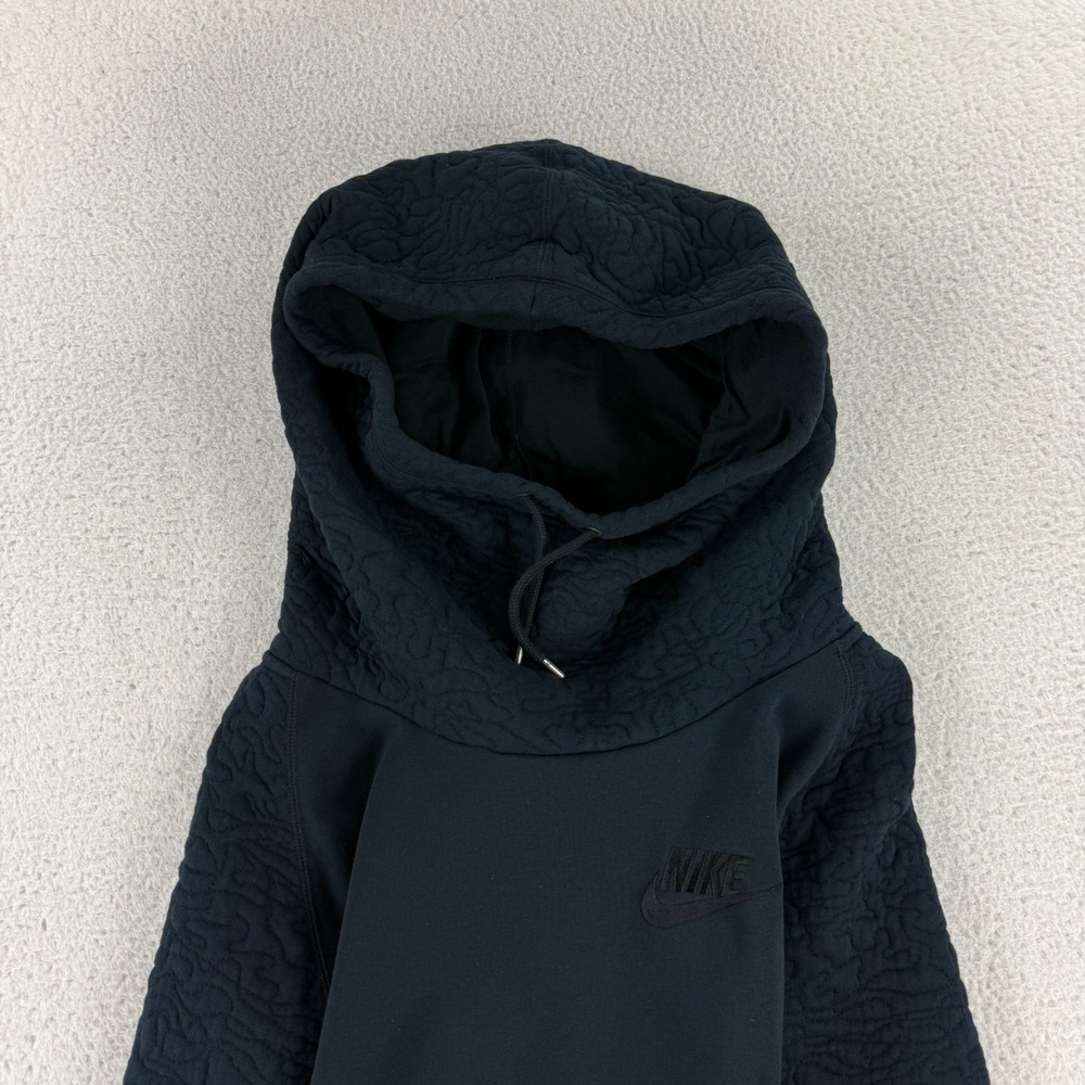 Nike Quilted Rally Hoodie Sweater Womens Size XL Black Pullover Long Sleeve Knit - Picture 12 of 16